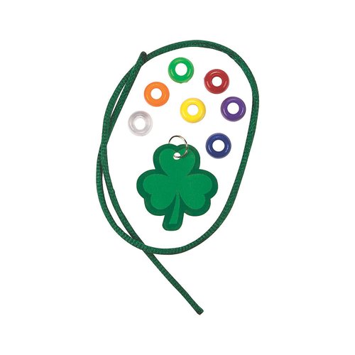 Fun Express Rainbow Shamrock Charm Bracelet Craft Kit - Makes 24 - St. Patrick's Day Crafts for Kids