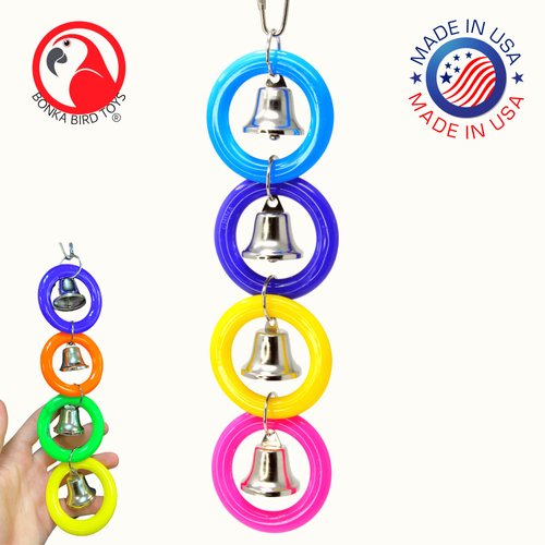 Bonka Bird Toys 945 4 Ring A Ding Bird Toy African Grey Budgie Parakeet Cockatiel Lovebird Cage Parrot Toys