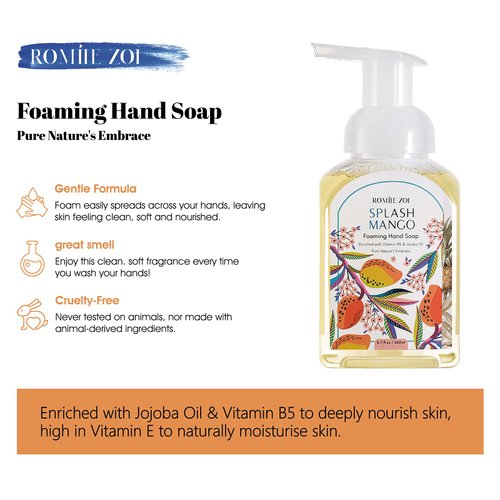 ROMIIE ZOI Mini Foaming Hand Soap - Pack of 3 - Golden Pear, Sweet Peach, Mango - 260 ML/ 8.7 FL. OZ Each