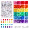 UOONY 4000pcs Pony Beads Kit, 2400pcs Rainbow Kandi Beads and 1600pcs Letter Beads, 24 Colors Plastic Craft Beads Bulk for Bracelets Jewelry Making with 20m Crystal String and 30m Elastic String