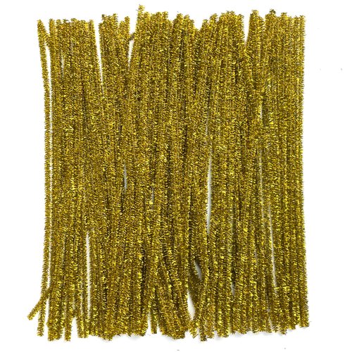 Fanghuashi 200pcs Glitter Pipe Cleaners, Glitter Chenille Stems, Pipe Cleaners for Crafts, Pipe Cleaner Crafts, Art and Craft Supplies, Christmas Pipe Cleaners. (Golden)