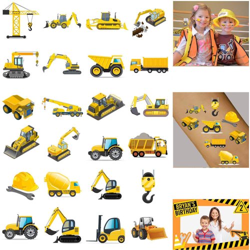 300PCS Construction Zone Party Favors Tattoos Temporary - Kids Construction Birthday Party Supplies Decorations Goodie Bags Stuffers Tractor Truck Body Stickers