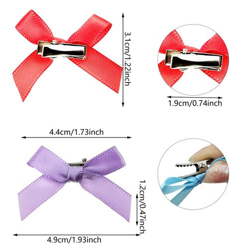 50 PCS Hair Bow Clips and Barrettes for Girls and Women - Small Bowknot Ribbons and Accessories