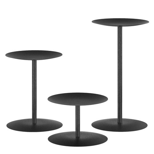 smtyle Black 3 Pillar Candle Holders Stand for Candles Centerpieces Plate for Tables or Fireplace with Metal Wrought Iron