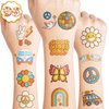 96PCS Groovy 70s Temporary Tattoos Birthday Party Decorations Favors Flower Power Good Vibes Retro Cute Tattoos Sticker Gift for Kids Boys and Girls, Prizes Themed Baby Shower Supplies