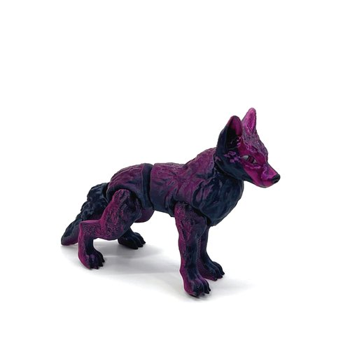 Articulated Wolf 3-D Printed, Dual Color Fidget Wolf Toy, Articulated Fidget Toy 3D Printed Gift for Him Executive Office Desk Toy, Home Decor (Black and Rose Red, Small)