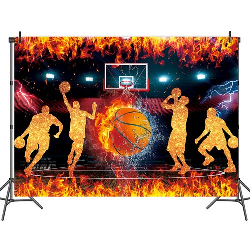 Basketball Theme Photography Backdrop 8x6FT Star Slam Dunk Basketball Sports Background for Boys Basketball Happy Birthday Party Decorations Supplies