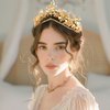 CLOACE Butterfly Crowns Gold Rhinestone Crown and Tiara Bride Wedding Headpiece for Women