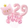 Cat Birthday Decorations, Cat Balloons, Pink 29 Balloon Numbers 40 inch, Cat Themed Birthday Party Decorations, 29 Balloons for Girls Birthday Party Decorations