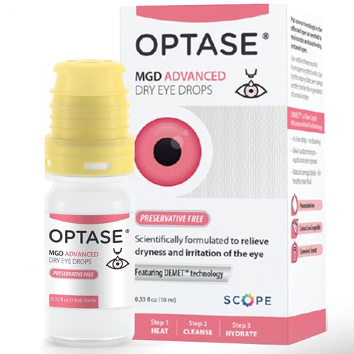 OPTASE MGD Advanced Dry Eye Drops - Preservative Free Eye Drops for Dry Eyes and MGD - Lipid-Based Artificial Tears - Demet Technology, Multidose Bottle, Contact Lens Safe - .33 fl oz, 300 Doses