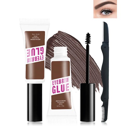 Waterproof Tinted Brown Eyebrow Gel Kit for Women,Professional Medium Brown Brow Glue Tinted Thickening Eye Brow Makeup,Long Lasting Fast Sculpt Eyebrow Mascara Transferproof Brow gel para cejas-03