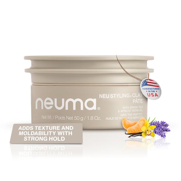 NEUMA Neu Styling Hair Clay 1.8 Fl. Oz. Strong Hold Texture Clay with Lavender, Mandarin & Vanilla Scent, Hair Clay for Men & Women