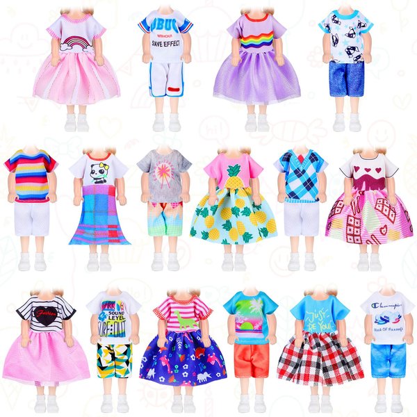 16 Pcs Girl Doll Clothes Lovely Outfits Mini Doll Clothes 6 Inch Dolls Clothes and Accessories for Kids Birthday Outfit (Boys and Girls)