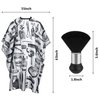 FEBSNOW Professional Hair Cutting Cape with Neck Duster Brush, Salon Barber Cape, Hair Cutting Accessories (White Floral Print)