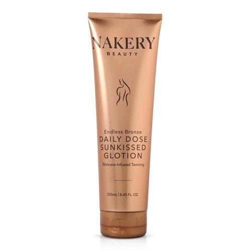 Nakery Self Tanning Lotion - Skincare Infused Quick Tan Glotion - Sunless Tanner for Natural Looking Bronze Glow - Buildable Gradual Tanning Lotion - Plumping & Smoothing Self Tanner for Face & Body