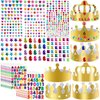 LAPOHI 46 Pcs Paper Crowns for Kids to Decorate Birthday Party Hats Gold for Boys Girls Jewels Gems Stickers DIY Crown Supplies