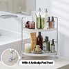 KINGBERWI 2-Tier Bathroom Corner Counter Organizer, Makeup Storage Shelf Vanity Tray, Bathroom Sink Countertop Organizer, Silver