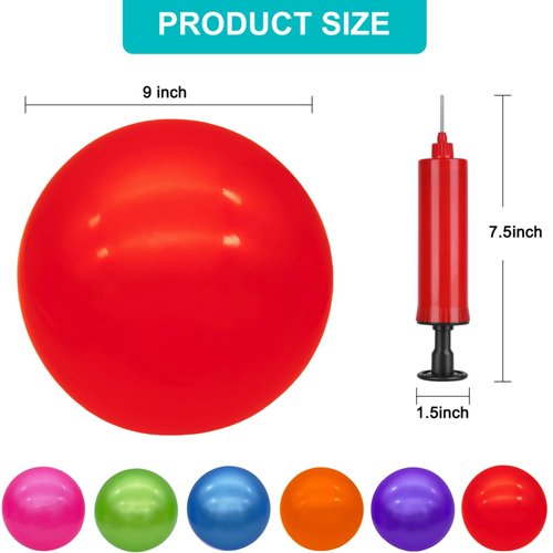 GCQJOQ 2 Pcs 9 Inch Inflatable Bouncy Balls with Hand Air Pump for Indoor Outdoor Play Balls (red)