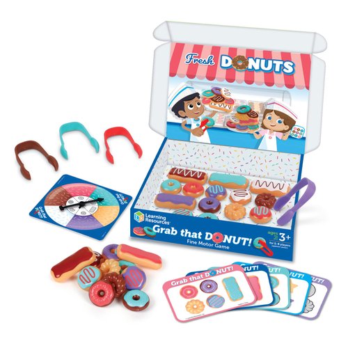 Learning Resources Grab That Donut!, 39 Pieces, Ages 3+,Fine Motor Game, Toddler Learning Toys,Toddler Toys, Educational Games for Kids, Preschool Games,Donut Toys