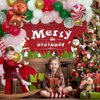 Christmas Balloon Garland Arch Kit Christmas Party Decorations Red Green Pink Balloons Arch with Gingerbread Man Cane Candy Foil Balloon for Kids Xmas New Year Birthday Party Decoration