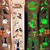 Glow Halloween Temporary Tattoos, Luminous Halloween Tattoos, Halloween Party Favors, Halloween Birthday Party Decorations Supplies, Halloween Gifts for Girls Boys
