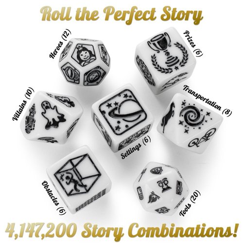 Imagination Generation Story Time Dice, Create Your Own Adventure Storytelling Game – Includes 7 Polyhedral Dice & 4 Suggested Ways to Play, Beginner Role-Playing Game