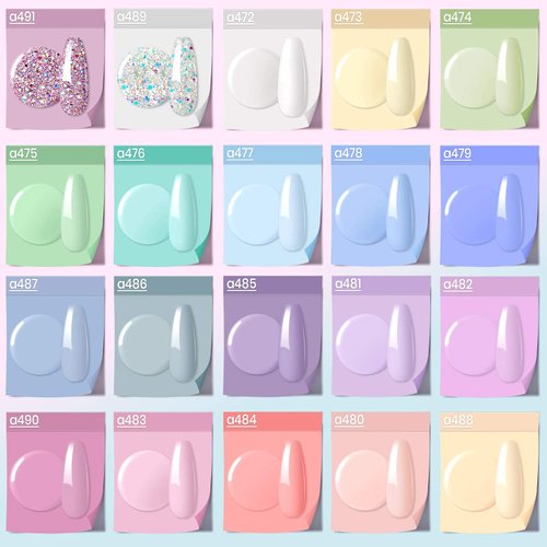 Beetles 23Pcs Pastel Gel Nail Polish Kit with 3Pcs Glossy & Matte Top Coat and Base Coat, Spring Paradise Pink Blue Girl Bright Solid Sparkle Glitters Uv Easter Gel Polish Easter in Dreamland