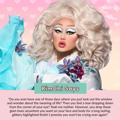 KimChi Chic Beauty Glam Tears Liquid Highlighter, Cheek Shimmer and Body Glitter, Sun-Kissed and Glowing Skin, Pearlescent Finish, Vegan Makeup, Opal Highlighter, 0.56 fl oz