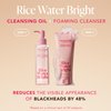 The Face Shop Rice Water Bright Double Cleansing Duo Set with Ceramide, Korean Skin Care, Gentle Face Wash & Pore Control Cleansing Oil, Hydrating, Moisturizing, Vegan Facial Cleanser, Makeup Remover