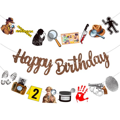Detective Birthday Party Banners Detective Party Brown Happy Birthday Banners 3pcs Detective Theme Birthday Party Hanging Decoration for Top Secret Spy Theme Birthday Party Baby Shower Supplies
