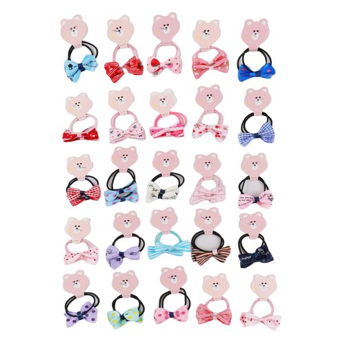 50 Pcs(25 pairs) Baby Girl Hair Ties With Bows Small Toddler Girls Ponytail Holders Pigtails Elastic Bands Hair Accessories for Kids