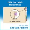Doctor Stuff - 2024 Year Labels, S & W/Acme Compatible Series, Purple Color Coded Year Stickers for End Tab File Folders, 500/Roll, 1 Roll, 3/4" x 1-1/2"