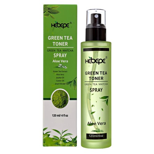 Hebepe Green Tea Matcha Facial Toner Mist with Aloe Vera, Refreshing, Moisturizing, and Soothing Face Toner, with Jojoba Oil, Castor Oil, Snail Filtrate,120ml