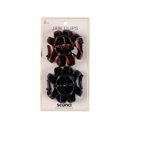 Scunci 7cm No Slip Jaw Clips - 2pk Black
