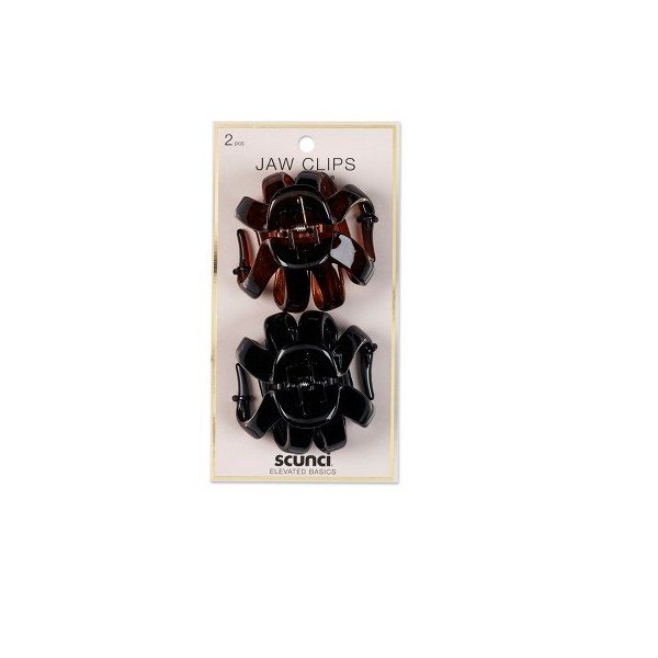 Scunci 7cm No Slip Jaw Clips - 2pk Black