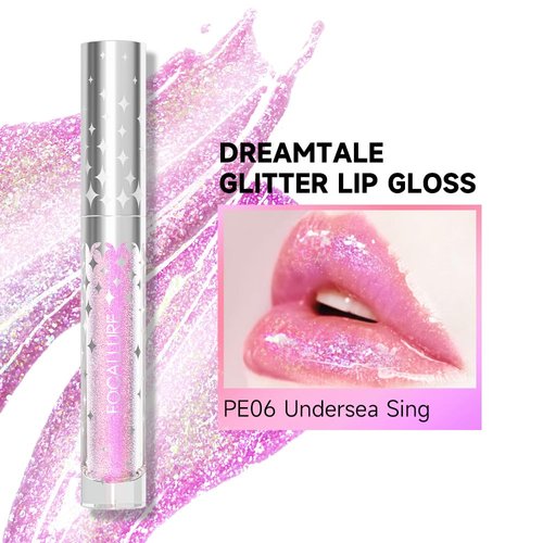 FOCALLURE Glitter Liquid Lipstick,Hydrating,Moisturizing Lip Gloss for Women,Sparkly Shimmer Lip Makeup,Long Lasting,Lightweight Formula for Lip Color and Shine,Undersea Sing