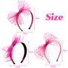 Hicarer 3 Pcs 80's Lace Headband with Bow Costume Accessories for Retro 80s Clothing Theme Party Accessories Neon Lace Bow Headband for Women(Rose Red)