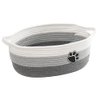 Small Woven Baskets for Organizing Rope Storage Basket with Handle Cute Cotton Basket for Nursery Gift Dog Toy Storage Bins for Toy Organizer Grey-white