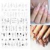 Black White Nail Art Stickers Decals Geometric Heart Love 3D Nail Stickers 6Sheets Geometry Cool English Letter Nail Art Adhesive Transfer Decals for Acrylic Nails Supply DIY Manicure Decoration Tip