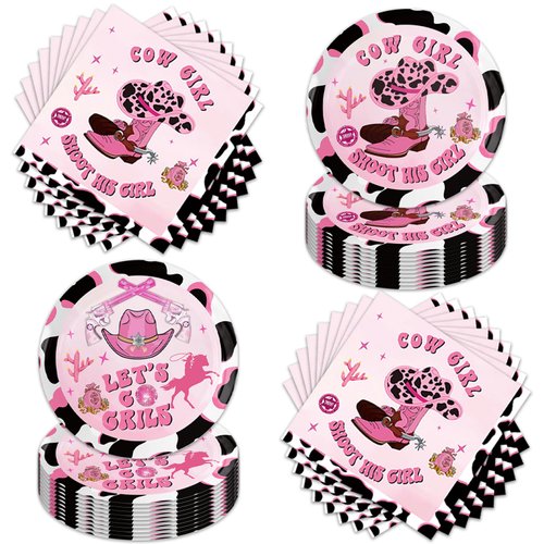 40pcs Western Cowgirl Birthday Party Supplies-Party Decorations Tableware For Kids, Plate, Napkin Party Decorations Dinnerware