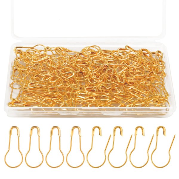 120pcs 22x10mm/0.86x0.39 Safety Bulb Pins, Metal Sewing Safety Pins Small Gourd Pins for Clothes Crafts Quilting Charms Buttons (Gold)