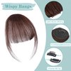 HH FASHION Clip in Bangs - 100% Human Hair Bangs Clip in Hair Extensions Dark Brown Wispy Bangs, Clip on Air Curtain Bangs Fringe With Temples Hairpieces Curved Bangs For Women Daily Wear