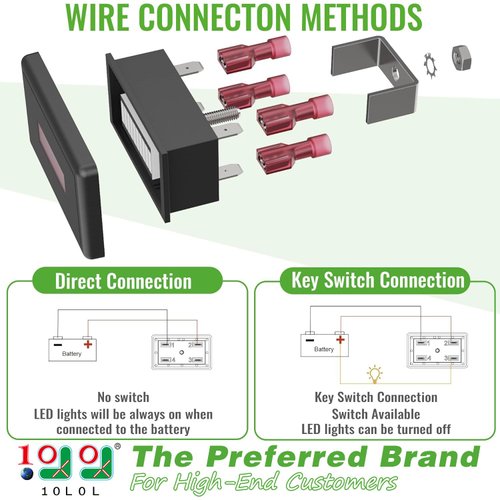 10L0L Golf Cart Battery Meter 36V LED Battery Power Indicator, Compatible with Lead Acid Battery Powered Golf Cart Yamaha, Club Car, EZGO, Lift, Lawn Mower, Leaf Trimmer, Motorhome etc.