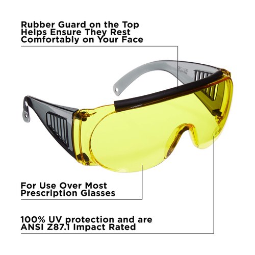 Allen Company Safety Glasses - Ballistic Eye Protection for Men and Women - Shooting Accessories That Work with Prescription Glasses - ANSI Z87.1 Impact Resistance - Amber