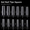 AddFavor XXL Gel X Nail Tips Square 240pcs Extra Long Clear Tapered Square Fake Nails Full Cover False Nail Tips for Acrylic Nail Extension