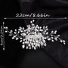 Teyglen Crystal Bride Wedding Hair Comb Silver Pearl Rhinestone Hair Piece for Bride Pearl Wedding Hair Side Comb Flower Bridal Hair Accessories for Women Girls(Silver)