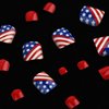 ROFIBUT 4th of July Press on Toenails Short Square Fake Toe Nails Glossy Independence Day False Nails Cute American flag Design Full Cover glue on Toenails Red Solid Color Acrylic Nail for Women 24Pcs