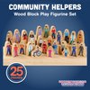 Constructive Playthings Wooden Community Helpers 25-Piece Wood Block Play Figurine Set, Freestanding Inclusive and Diverse Wood Toy Figures for Kids Ages 3+