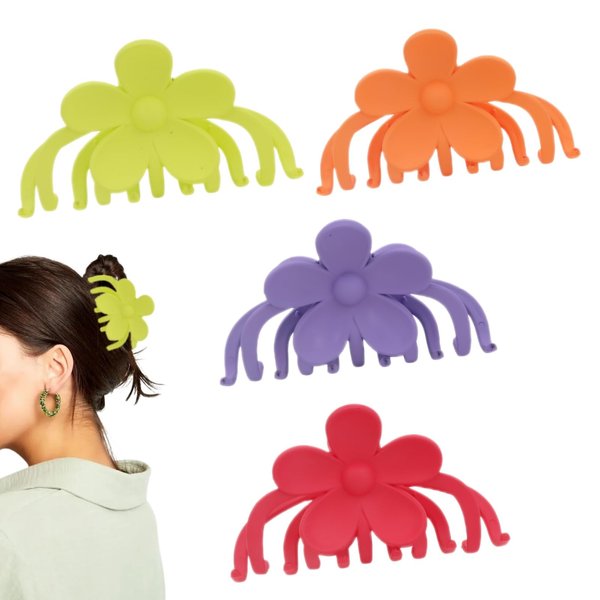 Flower Hair Clips Flower Claw Clips 4 Pcs Flower Clips for Hair Strong Hold Floral Hair Clips for Women Girls Flower Claw Clips for Thin Thick Hair Cute Flower Hair Clips Flower Hair Accessories