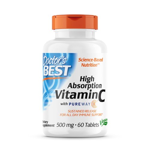 Doctor's Best 12-Hour Vitamin C 500mg with PureWay-C, Supports Immune System, Potent Antioxidant 60 Tablets